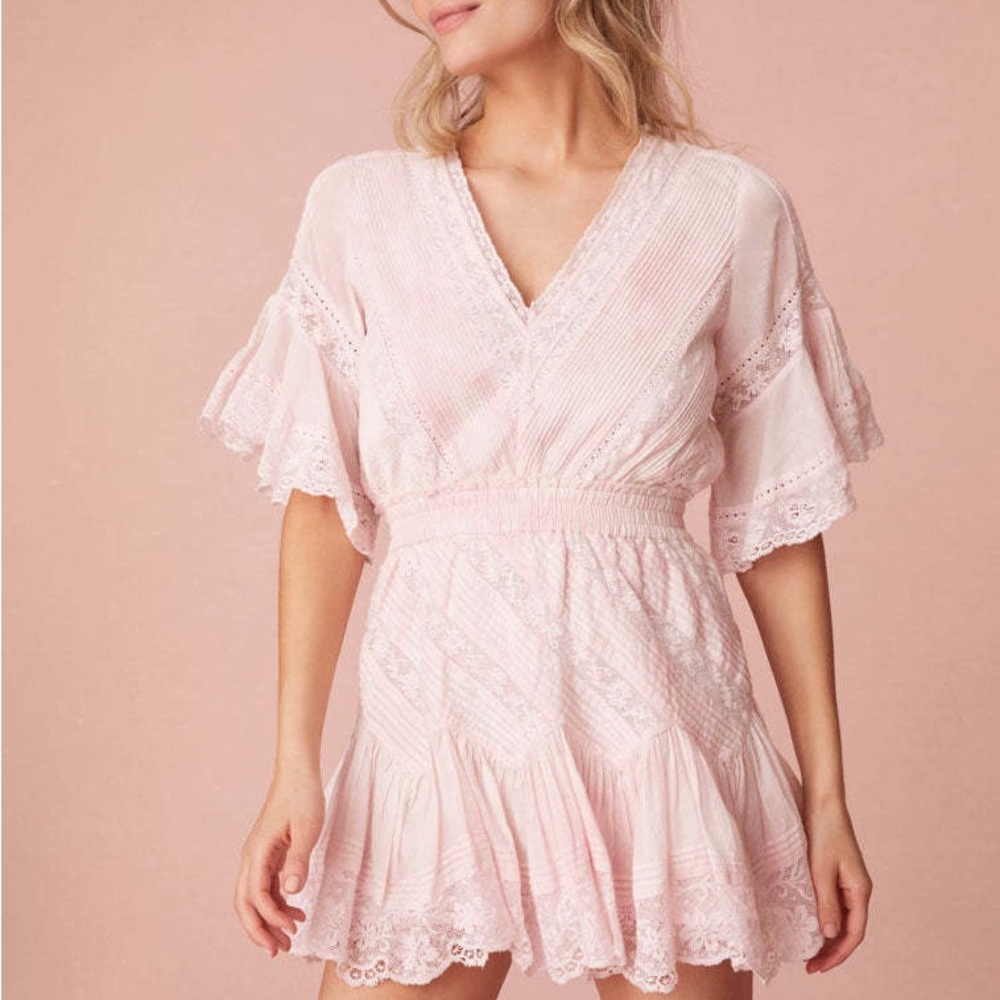 LoveShackFancy Calamina Cotton and Lace Dress